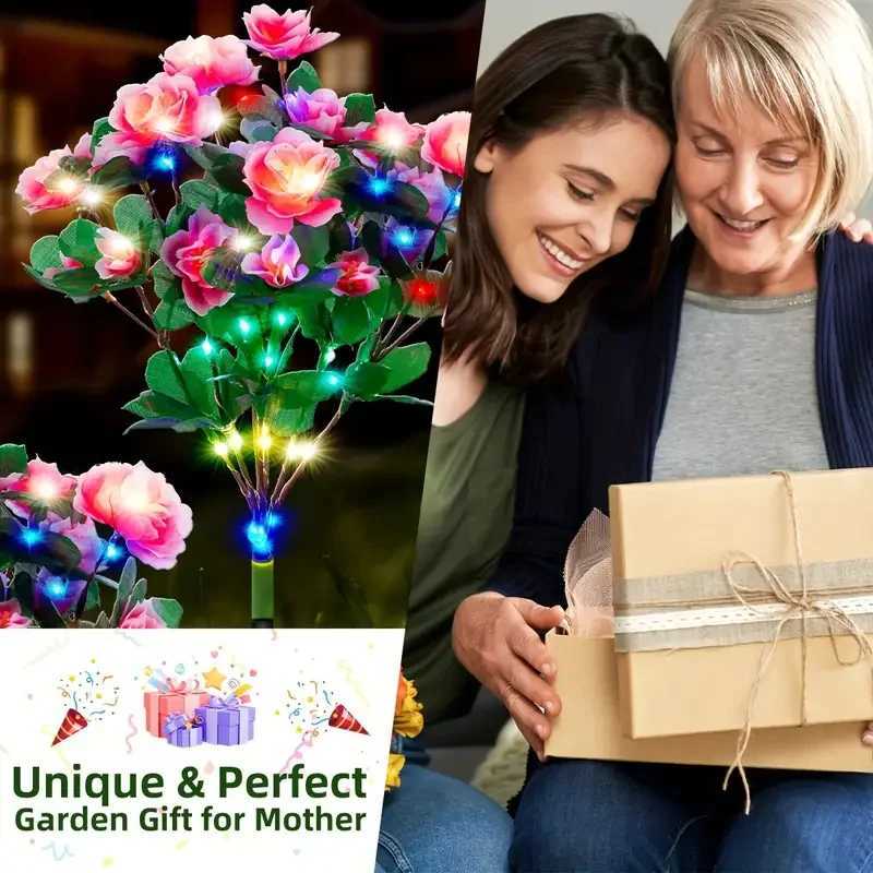 Solar Powered LED Garden Lights with Rhododendron Flower Solar Lights for Solar Garden Path Decoration Lawn Light Stake Light XJ250606