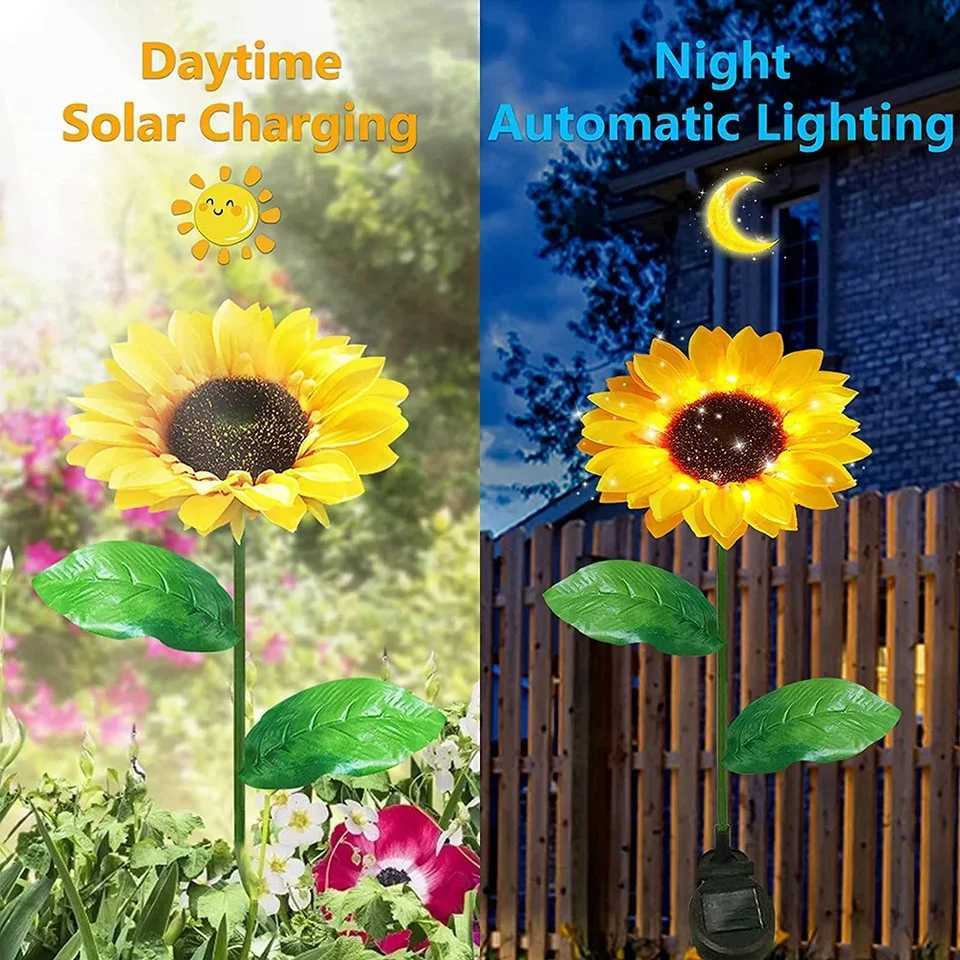 Outdoor LED solar lights sunflower lawn lights garden decorations waterproof courtyards street decorations flower lightsXJ250606