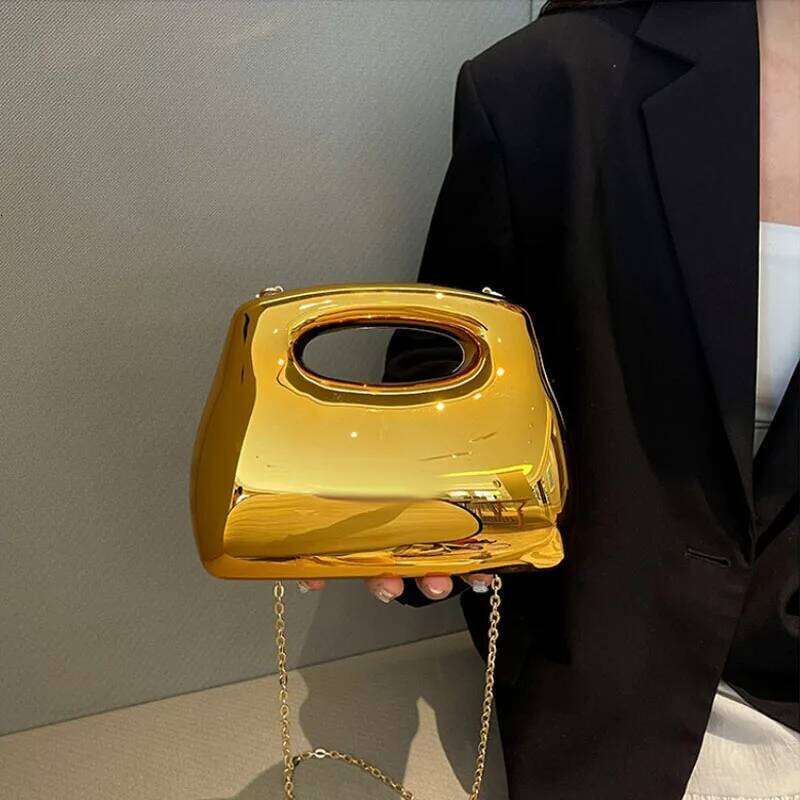 Golden Acrylic Women Hobo Bags Designer Clear Beach Handbags Dinner Party Wedding Round Top Handle Evening Clutch Purse