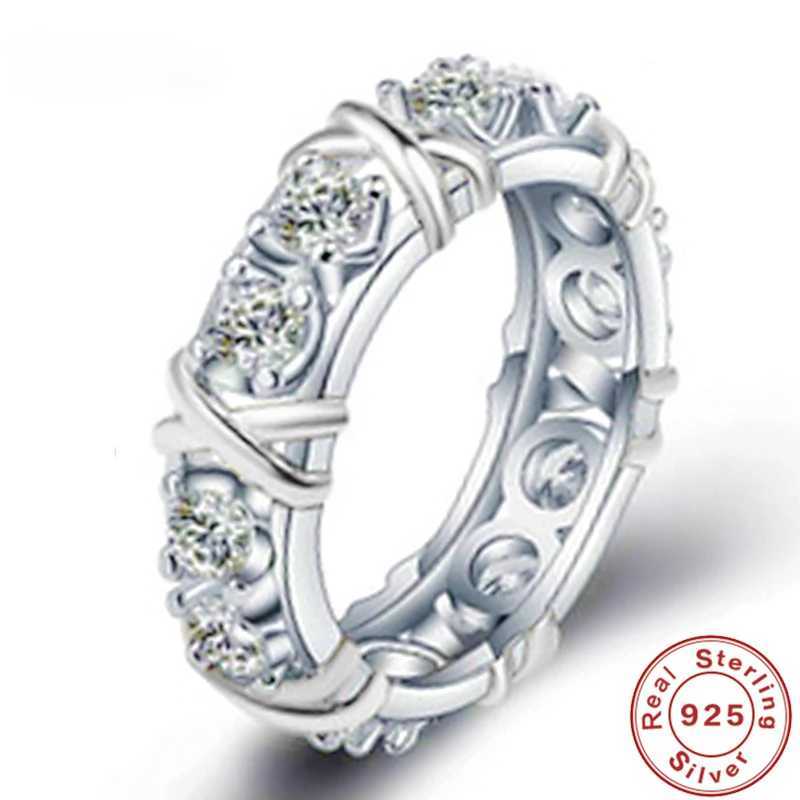 Luxury 925 Sterling Silver Ring Interlaced With AAA Zircon Crystal Ring For A Womans Engagement Jewelry Gift 2 Color Choices XJ250606