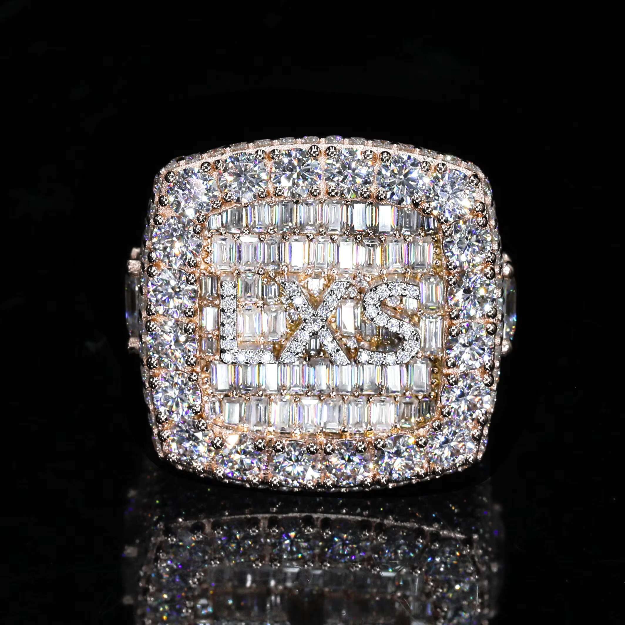 New Design 925 Sterling Silver Diamond Custom Diamond Rings Iced Out VVS Moissanite Hip Hop Men Ring