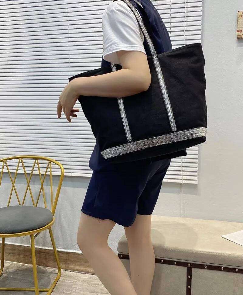 2023 New Women Brand Designer Handbag Korean Version Fashion Rhineston Large Capacity Tote Contrast Color Retro Shoulder Bag