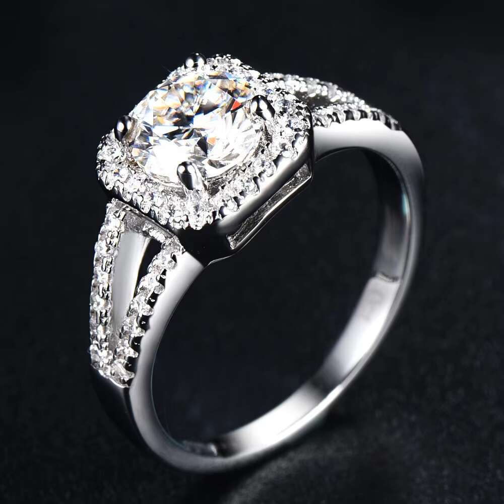 D-Grade High-Brightness Moissanite S925 Sterling Silver Inlaid Mosan Diamond Ring Ladies Moissanite Rings