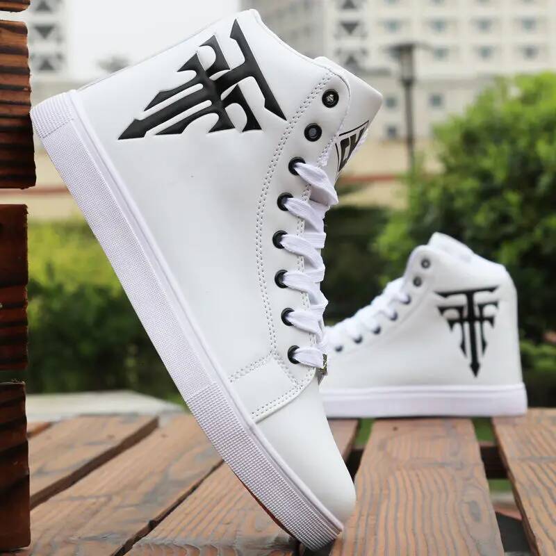 Ddmyoutdoor New Fashion High Top Sneakers Man White Sneaker Flat Comfortable Male Autumn Spring Popular Vulcanize Shoes Big Size Outdoor Shoes