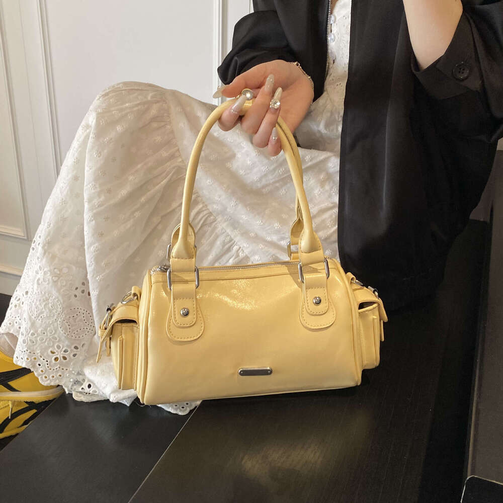 Korean Style Simple Boston Handbag Women Trendy Fashion Baguette Casual Versatile Underarm Shoulder Bag