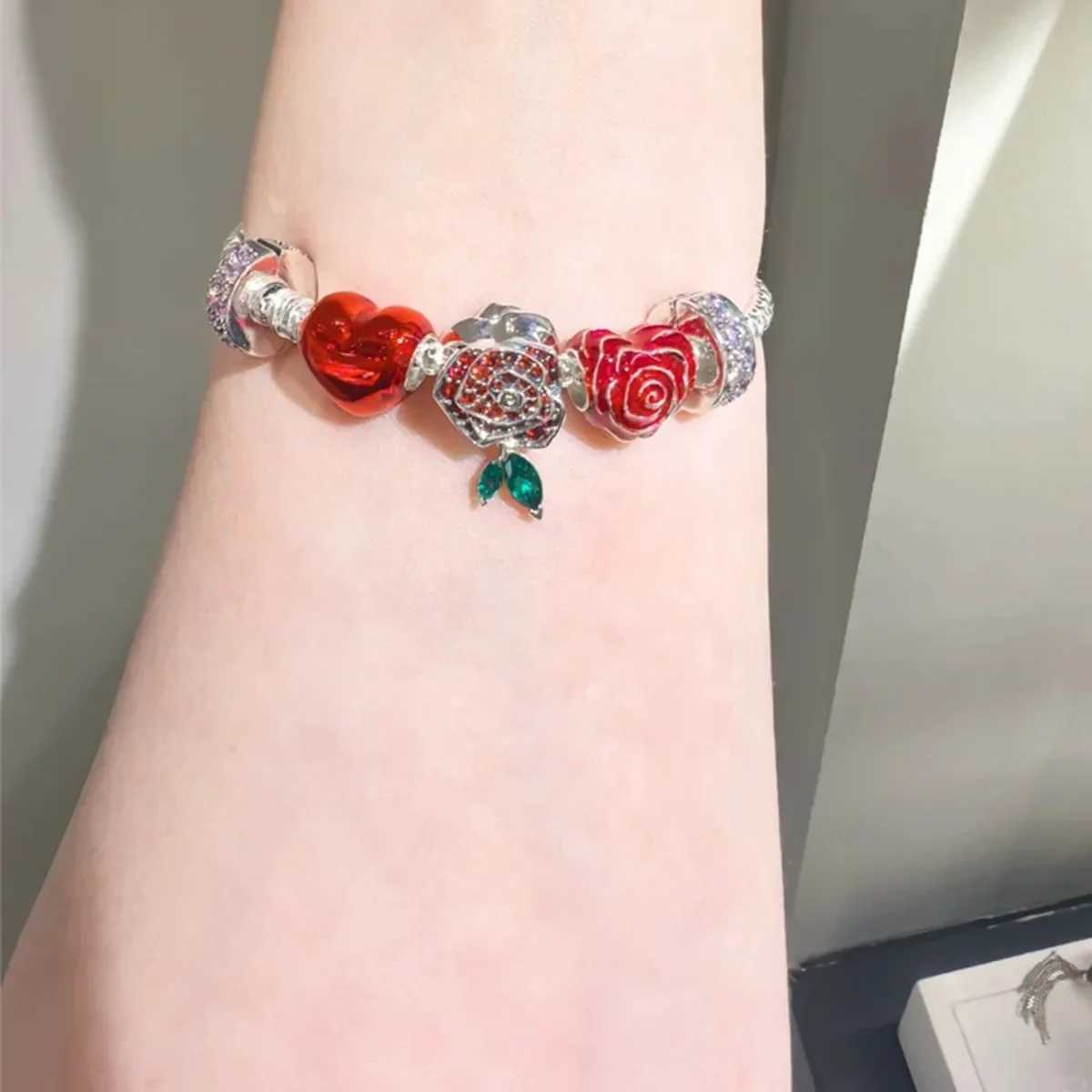 925 Sterling Silver Red Charms Heart Turtle Flower Hot Air Balloon Ladybug Fashion Bead for Original DIY Bracelet Fine JewelryXJ250607