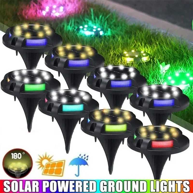 12LED Solar Power Disk Light Outdoor Garden Solar Underground Light Deck Light Spotlight Buried Solar LED Lamp Garden DecorXJ250606
