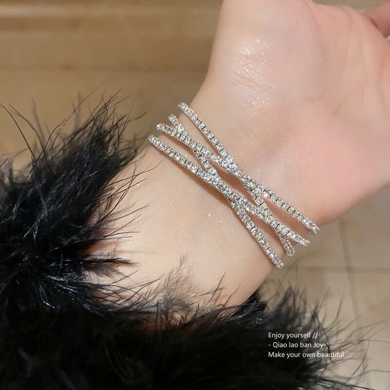 2025 designer bracelet Inlaid Dia Cross Open High-end Fashion Bracelet Simple Commuter Versatile Women's Jewelry