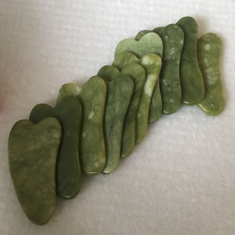 Natural xiuyan stone Green Jade Guasha gua sha Board massager for scrapping therapy jade roller