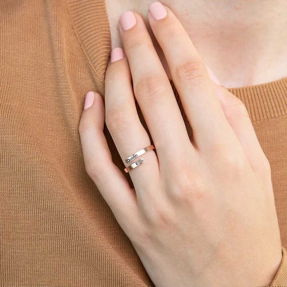 Stainless Steel Ring Ladies Men Jewelry Sculpture Custom 1-2 Names Couple Rings Anniversary Valentines Day Personality Present XJ250606