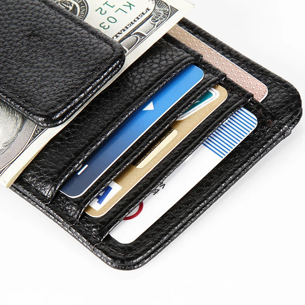 Men Ultra Thin Wallet Coin Purse Magnetic Buckle Business Card Holder Fine Milled Quality PU Material for Outdoor 250605