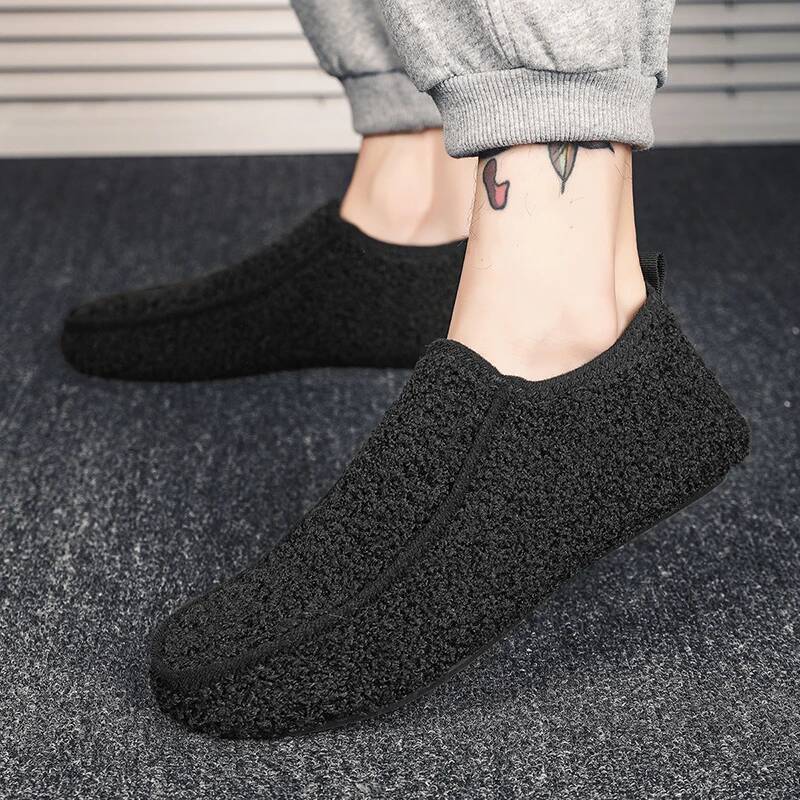 Ddmyoutdoor Cotton Slippers Men Winter Warm Soft Plush Flats Casual Male Loafers Light Indoor Home Walking Shoes Footwear Beach outdoor shoes