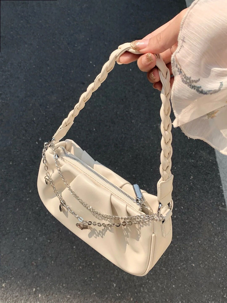 designer Niche Handbag for Women Wrinkled Cloud Tote Bag Simple Versatile Fresh Style Girl Shoulder Crossbody Chain Underarm Bag