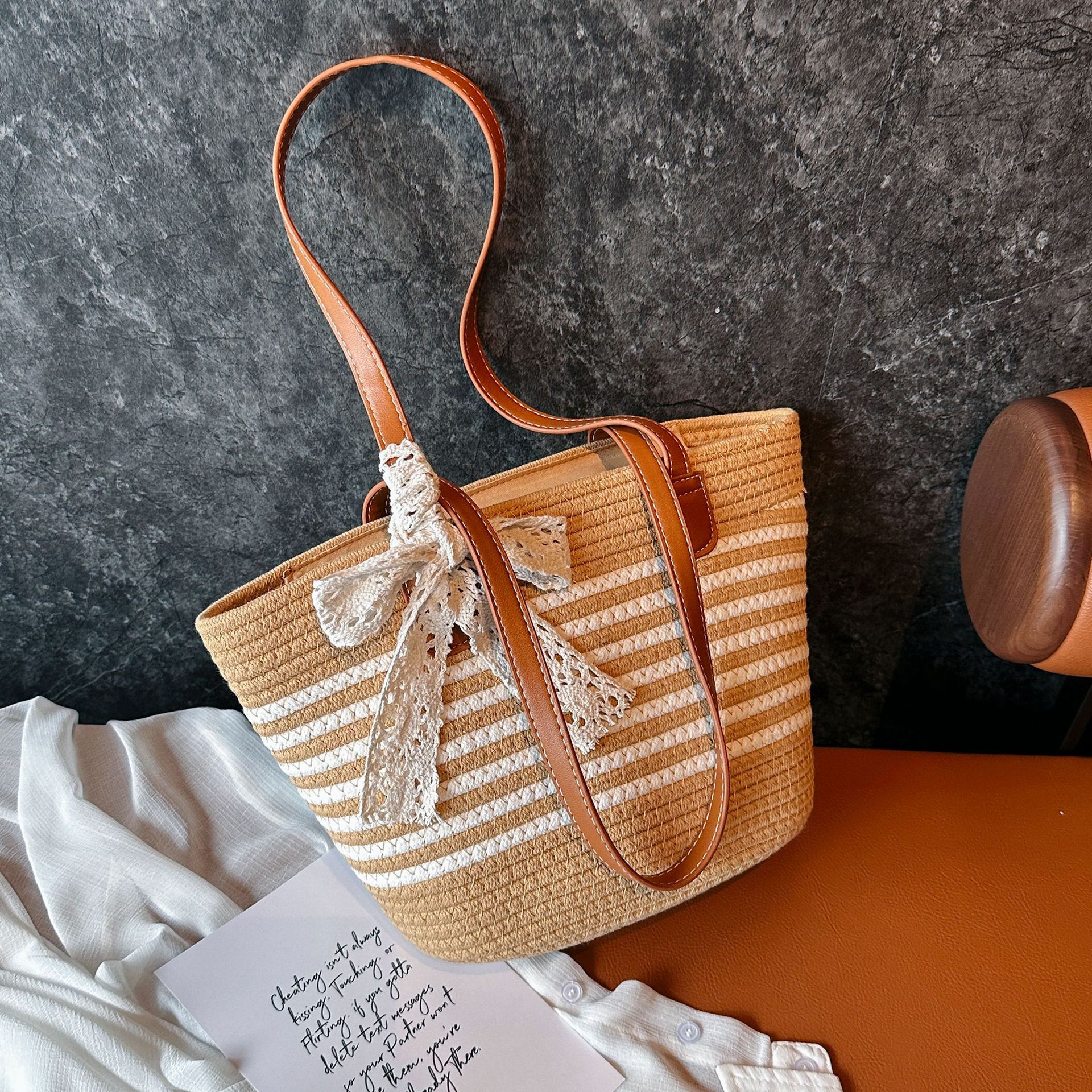 designer Large Capacity Cotton Rope Bag for Women 2025 New Summer Tote Bag Beach Bag Vacation Woven Bag