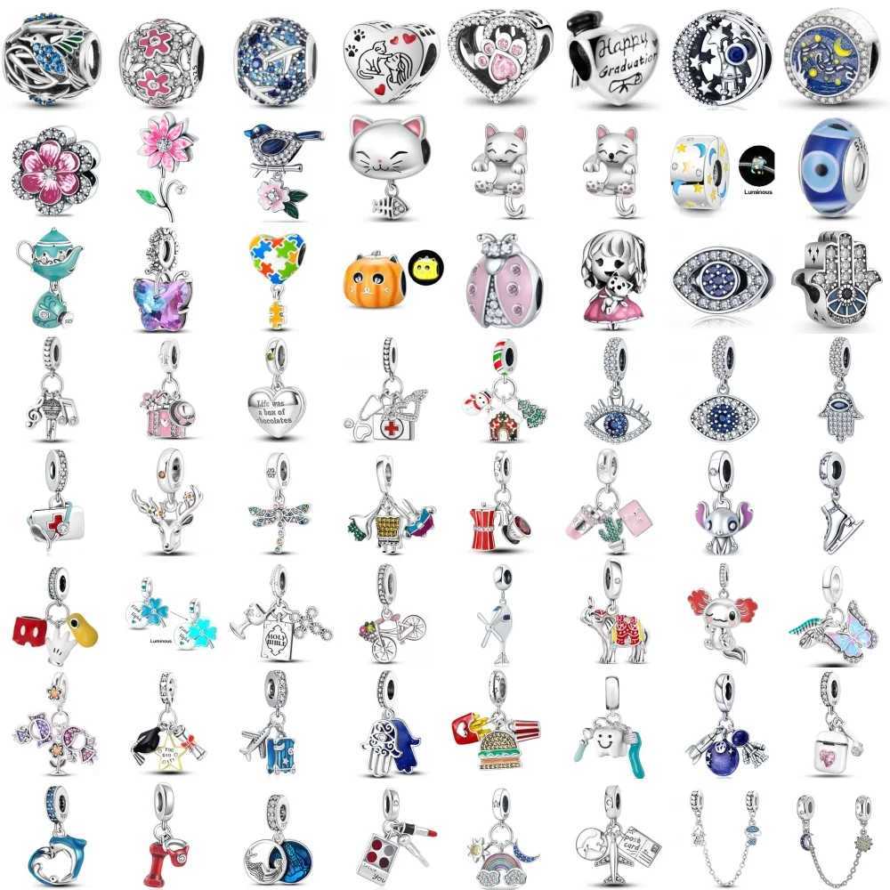 European Cat Butterfly Eye DIY Bead Fit Original 925 Sterling Silver Plated European Charms Bracelet Jewelry Accessories XJ250607