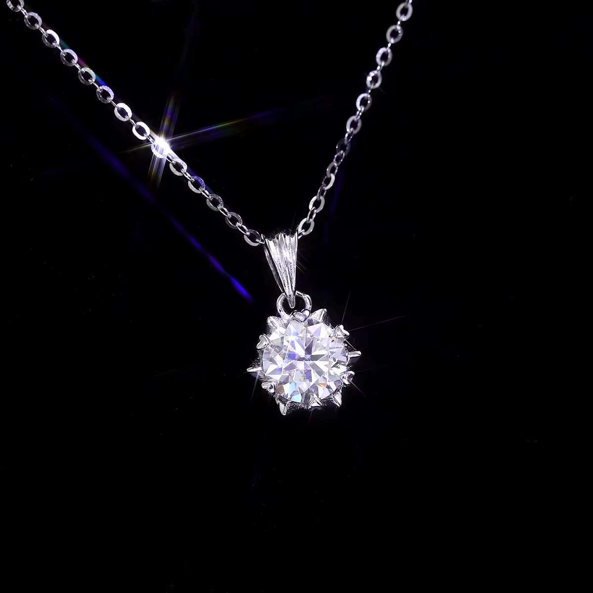 Ready to Ship 2ct Moissanite Pendant Round Brilliant Cut 925 Sterling Silver Charm Pendants Moissanite Diamond Necklace