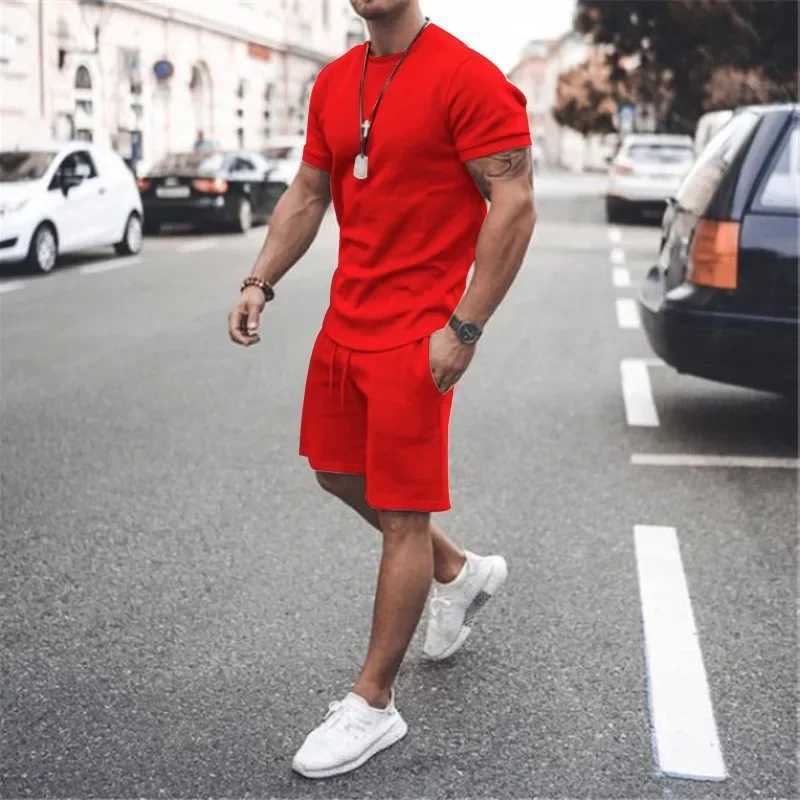 New 2024 Summer Street Mens Short Sleeve Shorts Mens Leisure Sports Large Size Set Mens Muscle Doctor Set for men two piece W250609