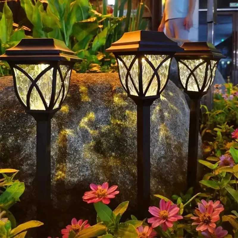 2Pcs LED Solar Lawn Lights Outdoor Waterproof Powered Lamp Garden Decoration Light for Walkway Path Villa Yard Solar Lamps XJ250606