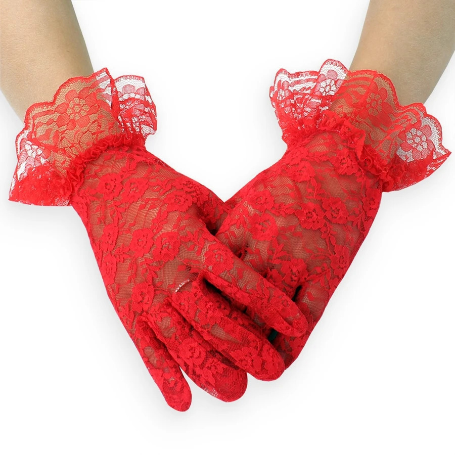 Arrival Black White Red Short Lace Gloves Bride Gloves For Bride Finger Guantes 2025 250603