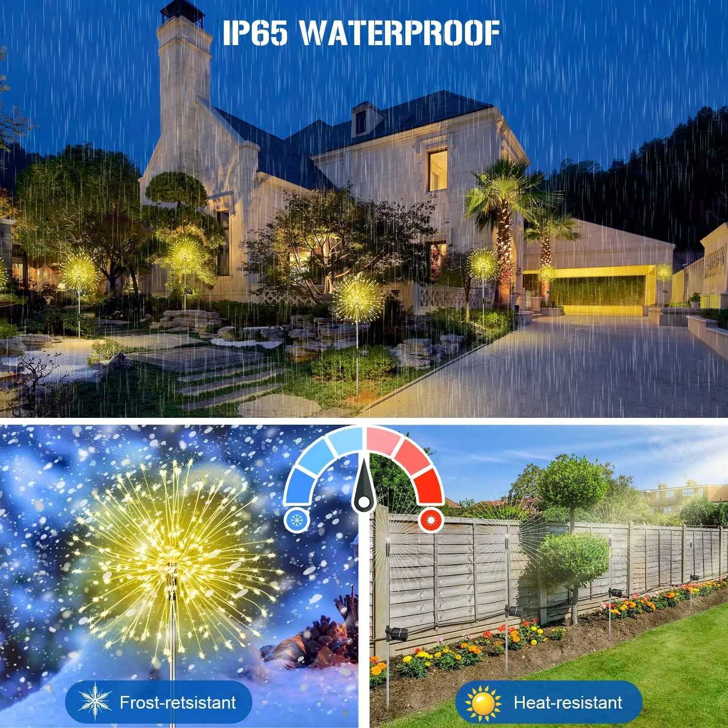 Solar Fireworks Light Outdoor Waterproof Light 2-piece Set Garden Courtyard Road Lawn Decoration Copper Wire XJ250606