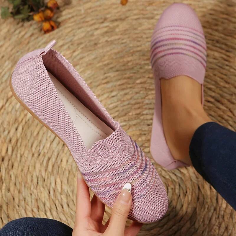 ddmyoutdoor Flat Breathable Knitted Sneakers Women Spring Comfort Soft Sole Casual Woman Plus Size Slip On Walking Shoes Outdoor Outdoor Shoes