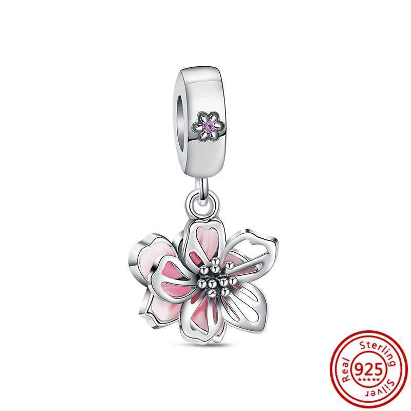 925 Silver Pink Sweet Series Crown Flower Tree Heart Lucky Pendant DIY Beads Fit Original Pantaro Charms Bracelet Women Jewelry XJ250607