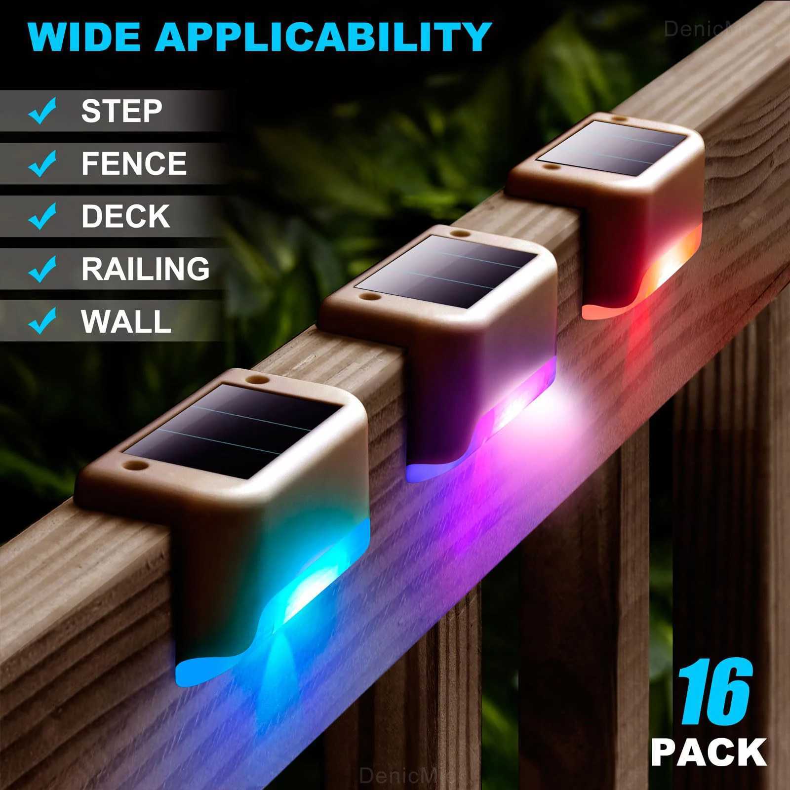 Color Changing Solar Deck Lights Waterproof LED Lights for Deck Stair Fence Yards Patio Outside Backyard Decor Solar Pool Lamp XJ250606