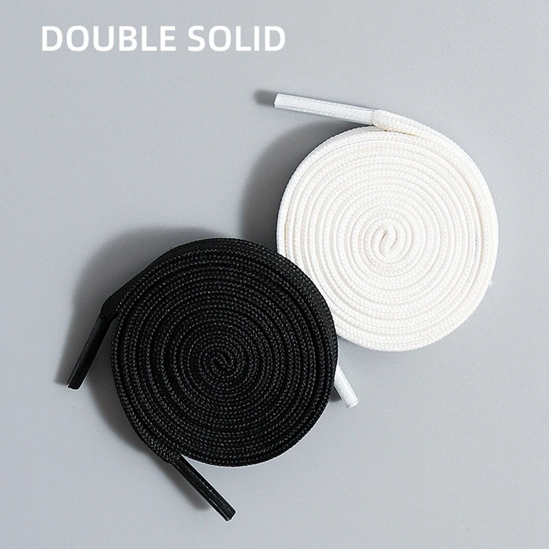 1 Pair Black White Shoe Laces Flat Double Woven Antislip Polyester Shoelaces Sports Casual Shoes Classic Shoelace 250606