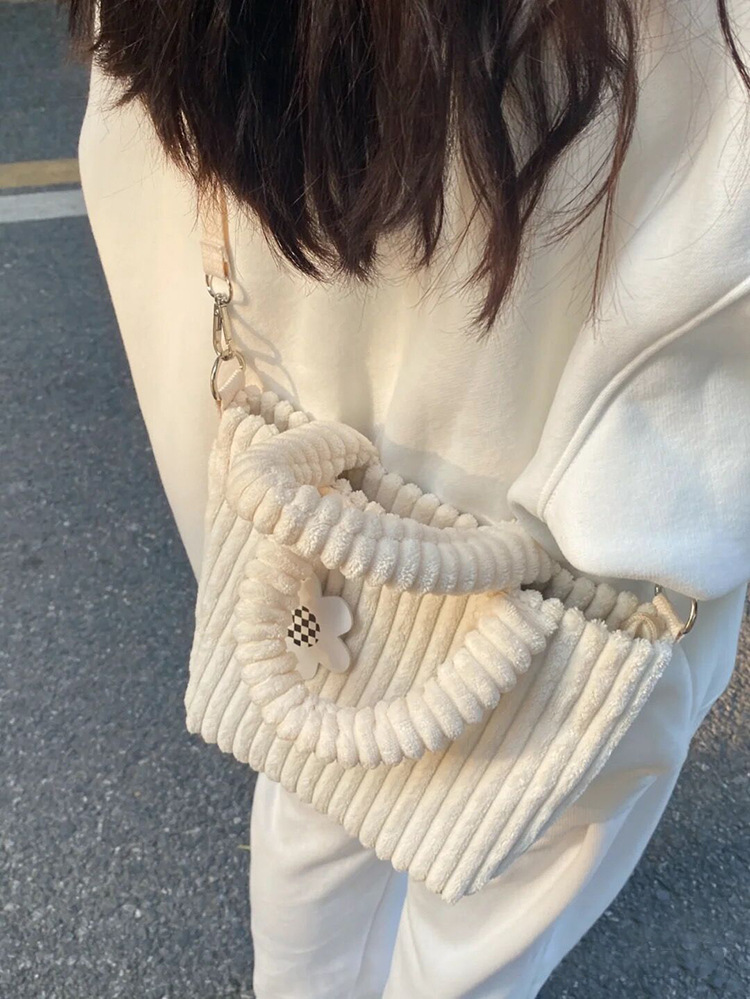 designer Niche Corduroy Bucket Bag 2021 New Autumn Winter Plush Crossbody Small Bag Cute Furry Handbag Tote Bag