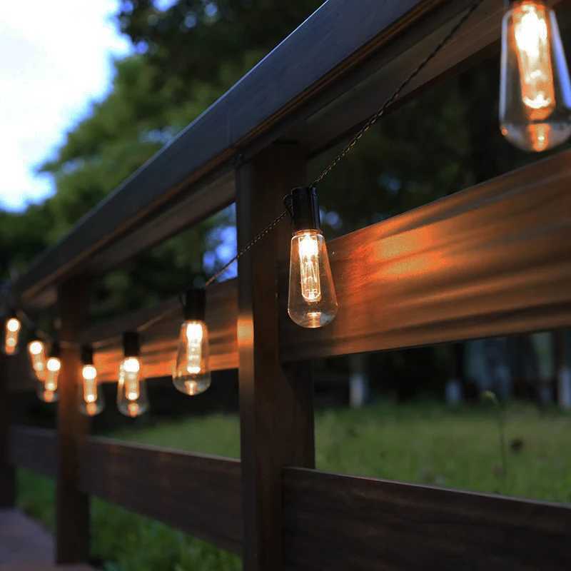 Outdoor Solar String Lights LED IP65 Waterproof Edison Bulb Retro Vintage Christmas Garland Garden Party Decoration Fairy Lamp XJ250606