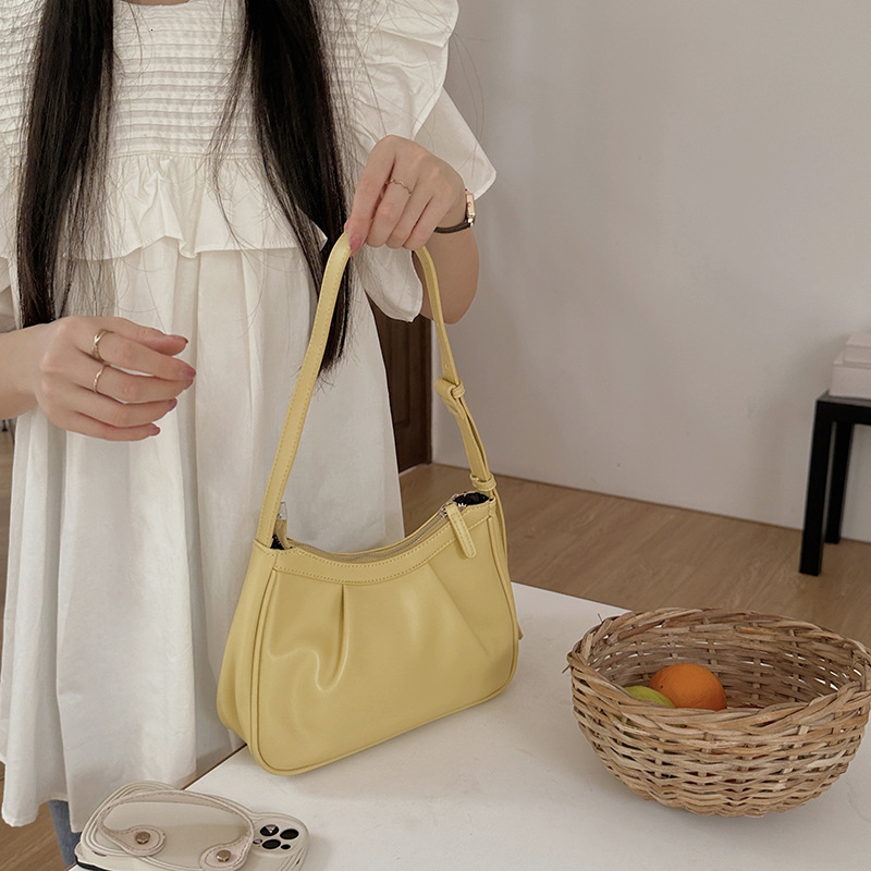 designer Korean Style High-End Single Shoulder Crossbody Bag for Women 2025 New Ins Pleated Cloud Dumpling Baguette Underarm Bag