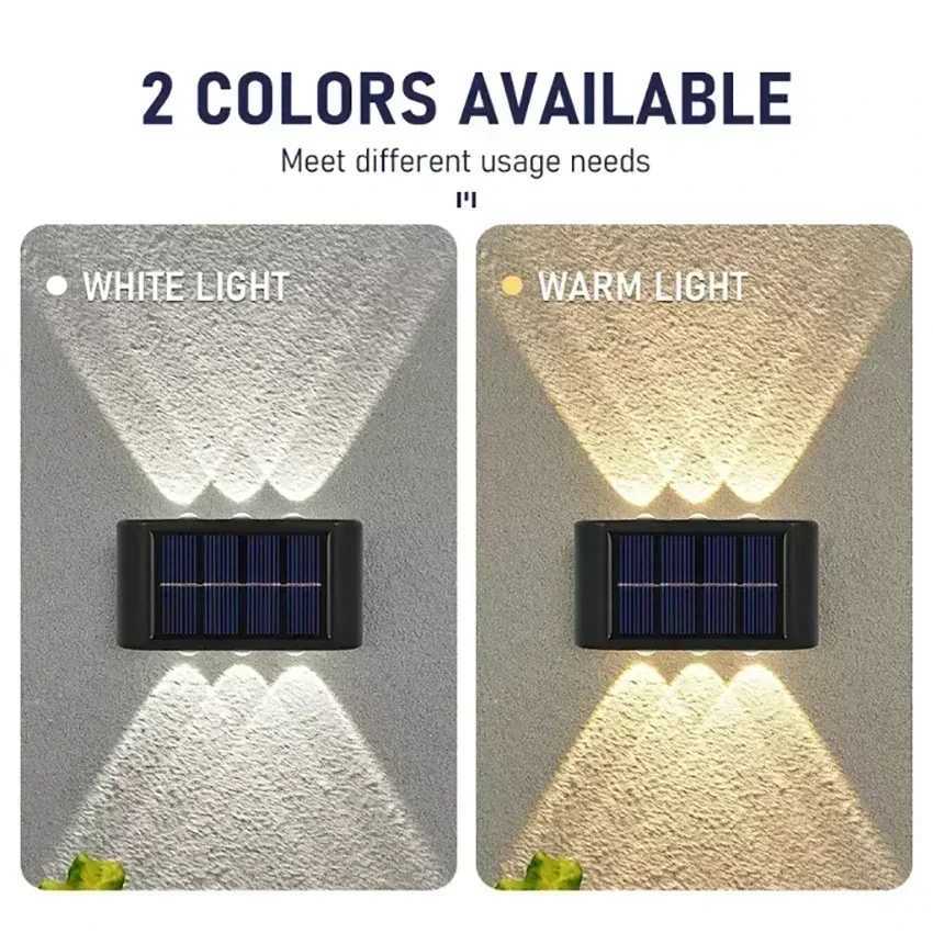 1-12Pcs Solar Garden Lights Outdoor Waterproof Solar Up And Down Wall Lamp 2/4/6/10Leds Sunlight For Courtyard Street Lighting XJ250606