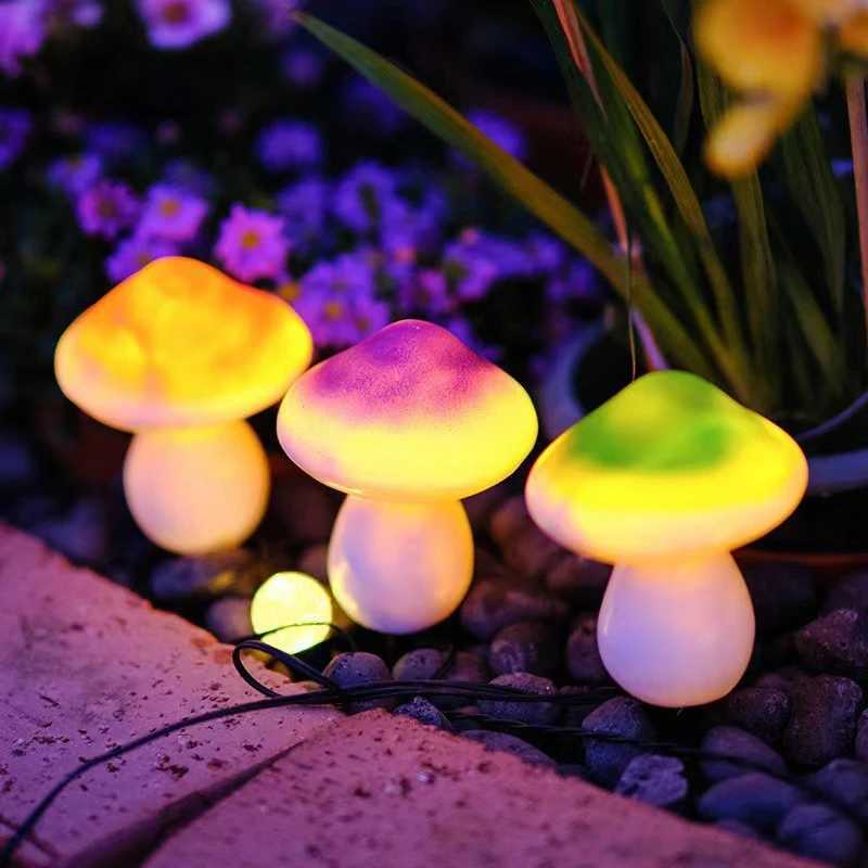 Solar Lights String Mushroom Lawn Fairy Lights LED Solar Lamps Outdoor For Garden Patio Terrace Path Landscape Decoration Lamps XJ250606