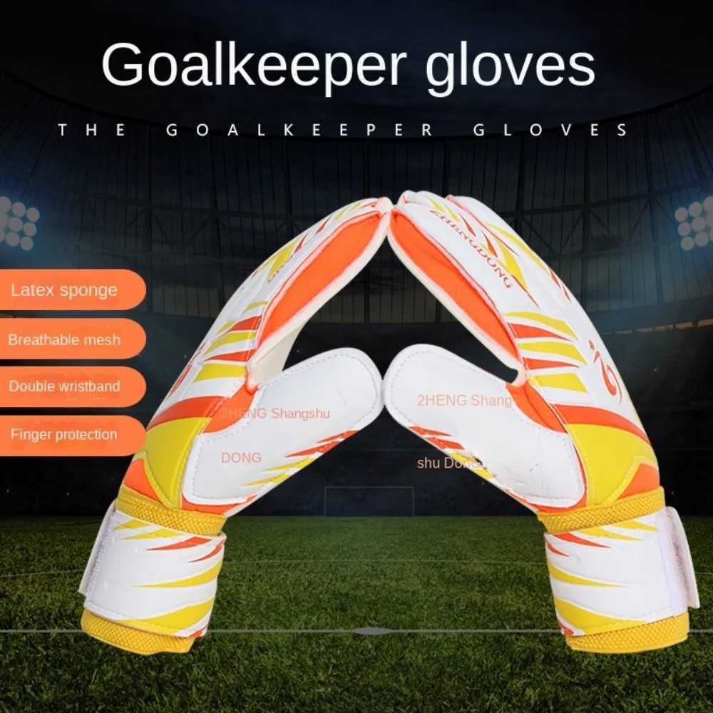 1 Pair of Wear-resistant Football Gloves Excellent Anti-slip Goalkeeper Training Gloves Thick Latex Non-Slip Goalkeeper Gloves XJ250606