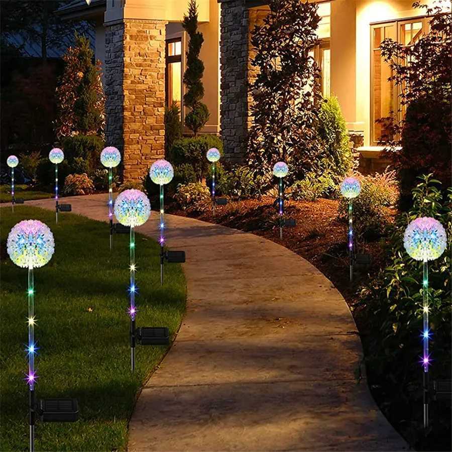 TIRVOSE LED Solar Garden Light Outdoor 3 Heads Dandelion Landscape Lawn Lamps Waterproof Solar Path Lights for Patio Decoration W250607