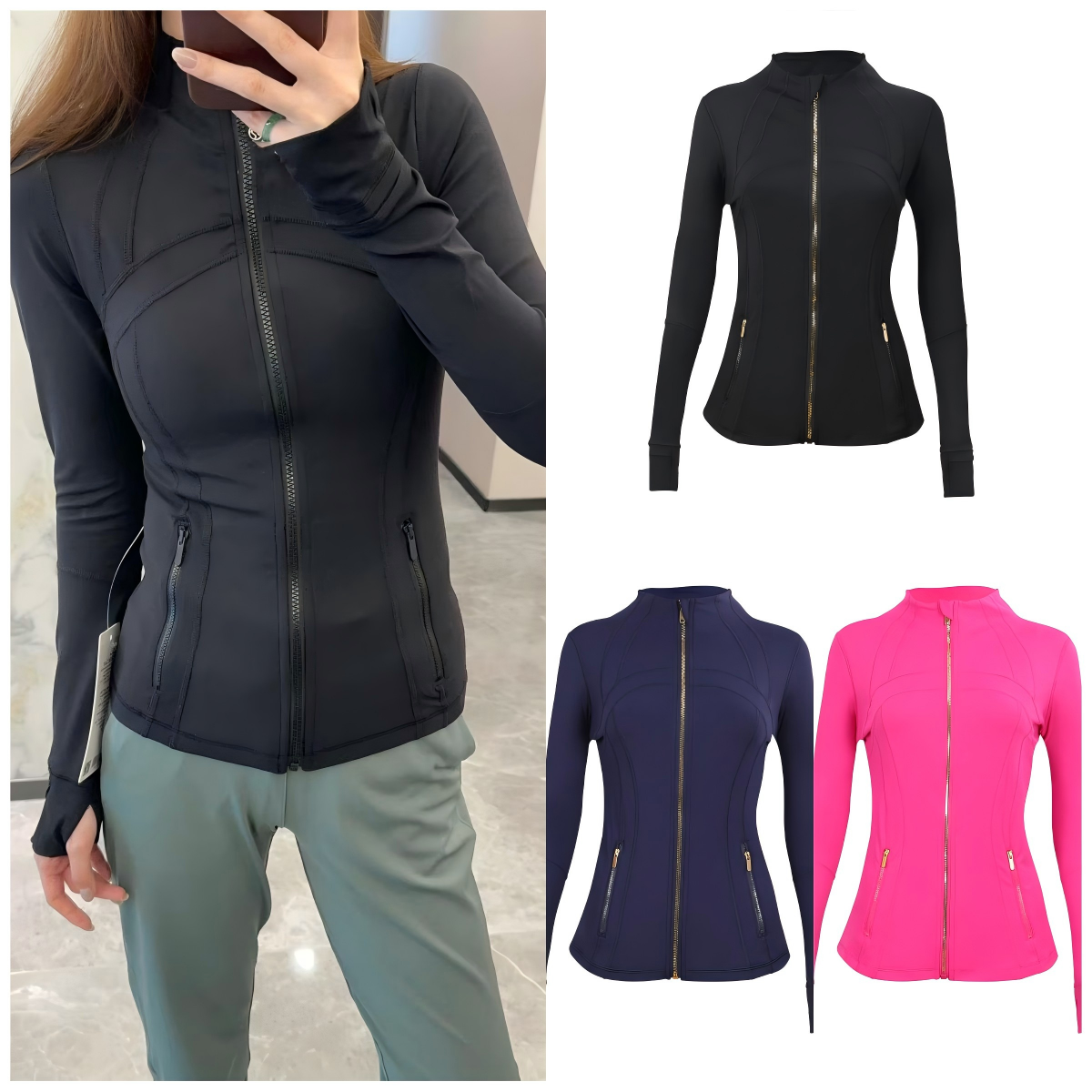Gym Clothing women Yoga Jacket gold zipper Women's Exercise Sports Coat Fitness Long sleeve top Breathable quick-drying sportswear Sportswear Jogging sportswear