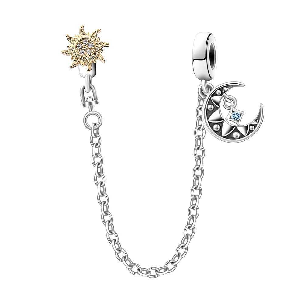 925 Sterling Silver Clear Daisy Flower Butterfly Heart Safety Chain Charm Bead Fit Original Bracelet DIY Women Jewelry XJ250607