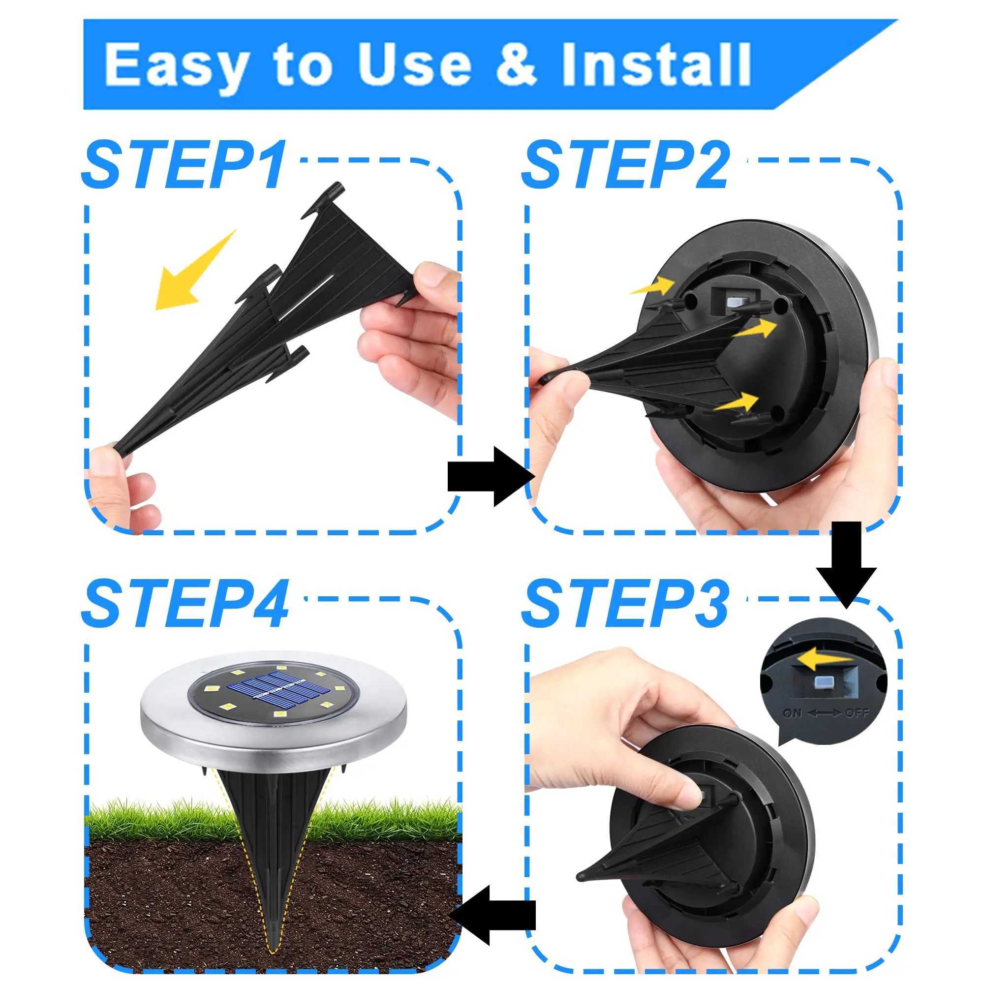 2-16Pack Solar Ground Lights Waterproof Outdoor Garden Light Stainless Steel in-Ground Landscape Lights for Pathway Deck LawnXJ250606