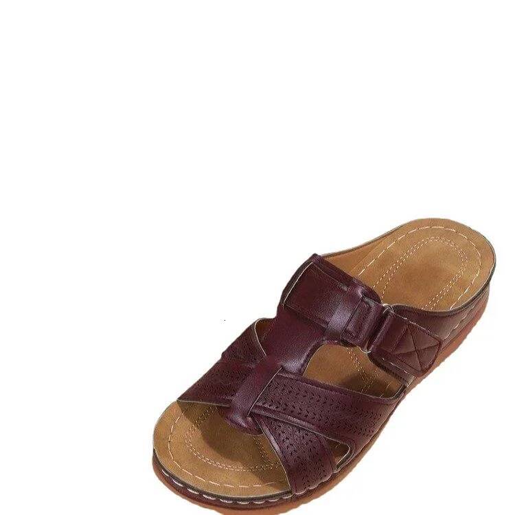 Ddmyoutdoor Women Wedge Premium Orthopedic Open Toe Sandals Vintage Anti Slip Leather Casual Female Platform Retro Shoes Outdoor Shoes