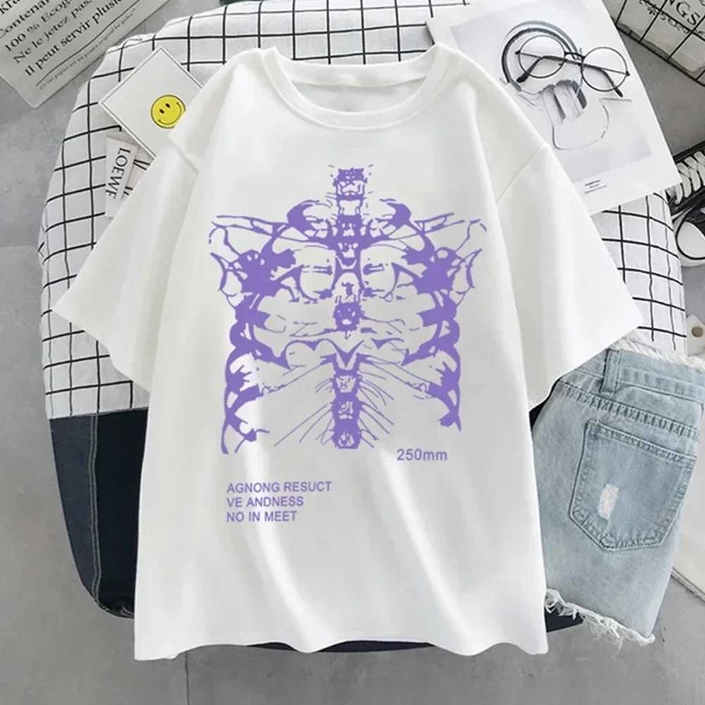 Y2k Harajuku Skeleton Print T-shirts for Gothic Hip Hop Streetwear Men Women T Shirt Summer Black Goth Clothes Short Sleeve Tees W250607