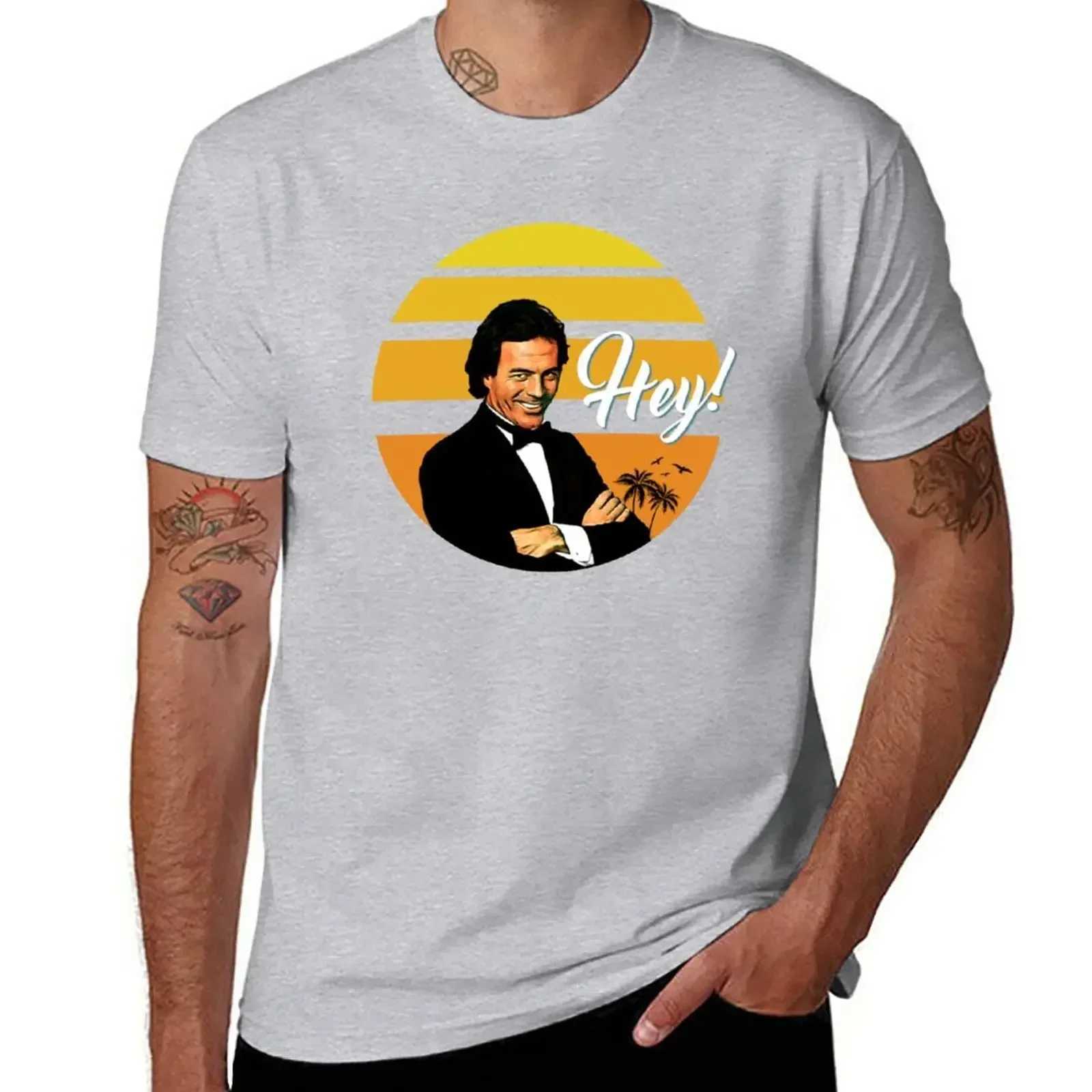 00% Cotton Male Julio Iglesias T-Shirt graphics t sweat cat short mens t shirts vintage streetwear oversized t shirt harajuku W250607