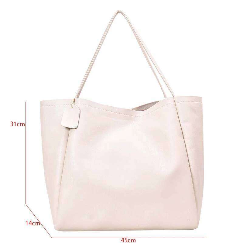 Soft Leather Women's High Capacity Shoulder Women Simple Solid Color Purse Female Top- Handle Bag Office Handbag