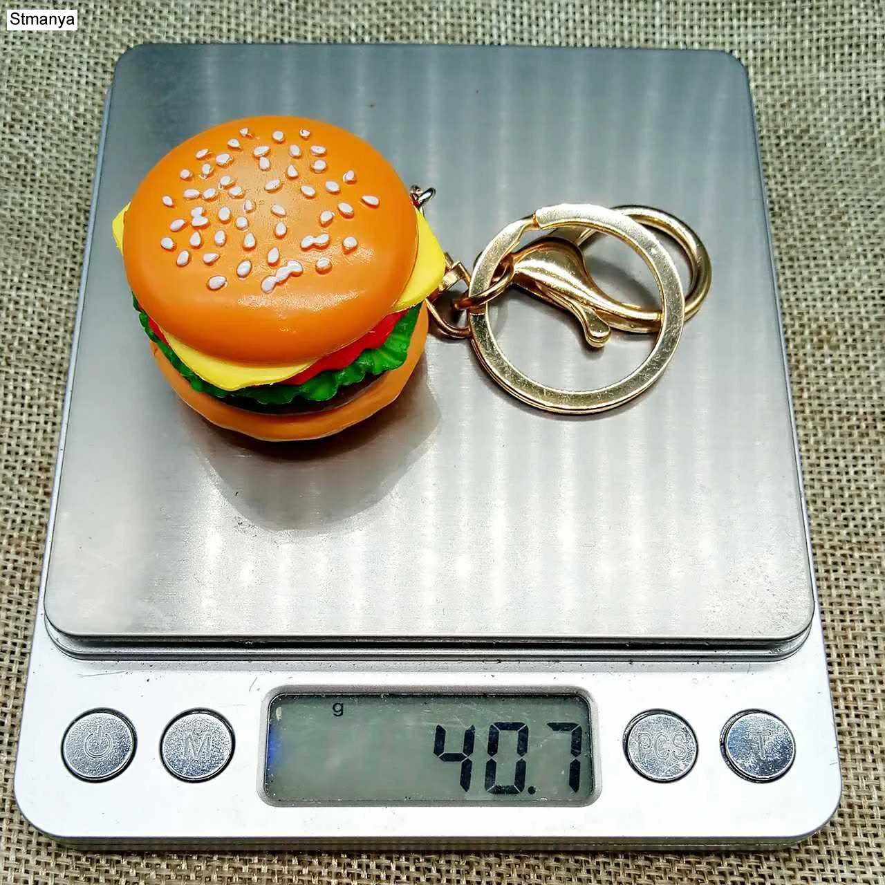 simulation hamburger Key Chain Pendant Bag Charm Accessories handmade resin food Car Key Ring Lovely Keychain K1712 250606