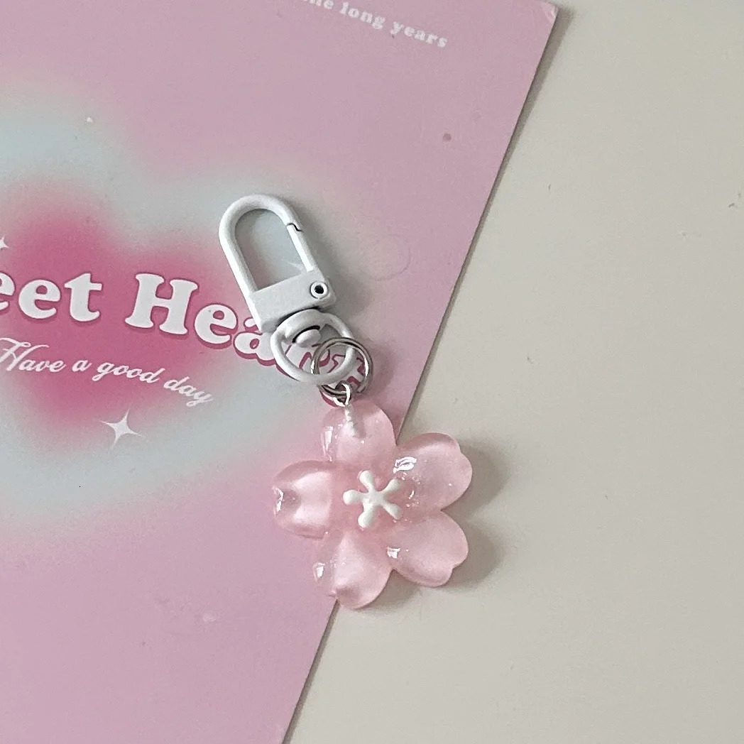 Simulated Sakura Key Chain Resin Flower Jelly Sakura Pendant Keyring Cherry Blossom Translucent Flower Doll Pendant 250606