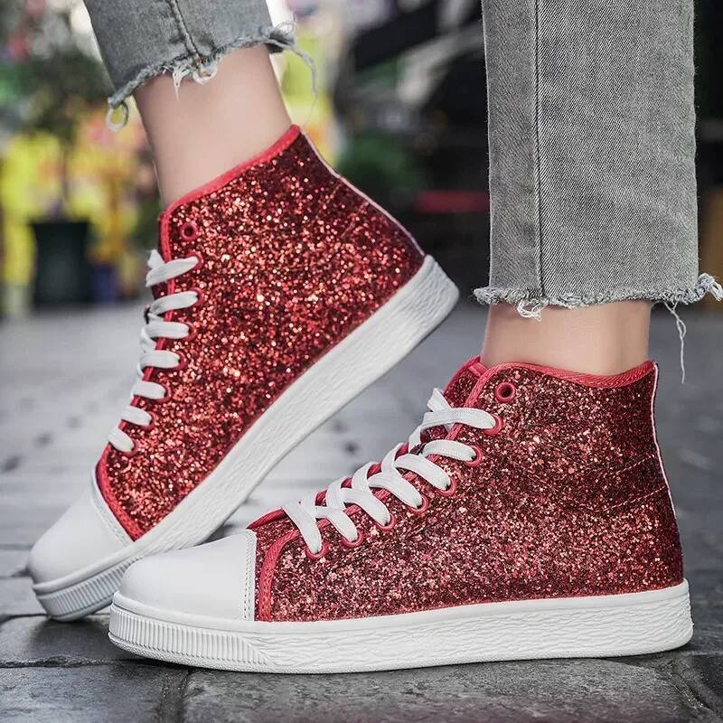 Ddmyoutdoor Ddmyoutdoor Lightweight Women S Vulcanized Fashion Glitter Woman Size Red Designer Shoes High Top Sneakers Outdoor Outdoor Shoes