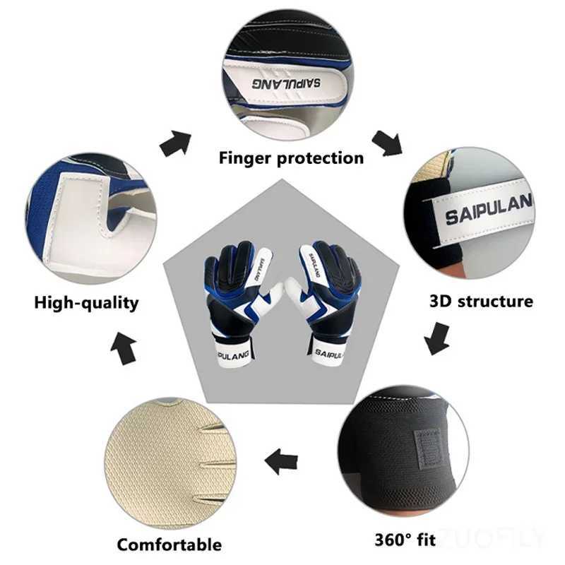 Professional Goalkeeper Gloves Thickened Teenager Latex Football Protection Gloves Goalkeeper Soccer Goalie Protective Equipment XJ250606