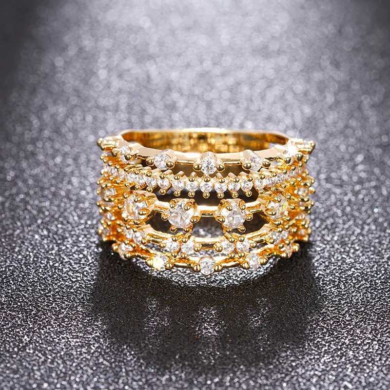 925 Sterling Silver Multilayer Cubic Zirconia Rings for Women New Luxury Wedding Band Accessories XJ250606
