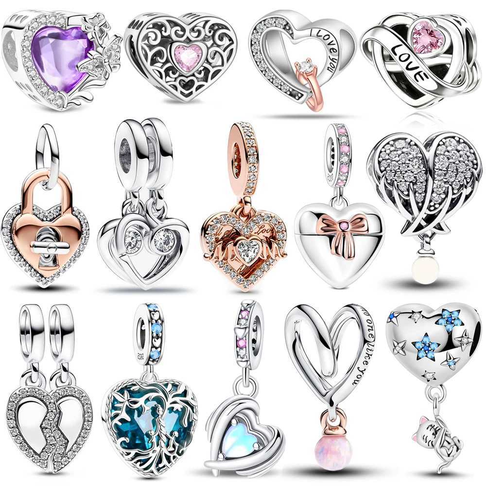 Sweet 925 Sterling Silver You Mom Entwined Infinite Hearts Charm Fit Original Bracelet for Women Necklace Fine Jewelry XJ250607