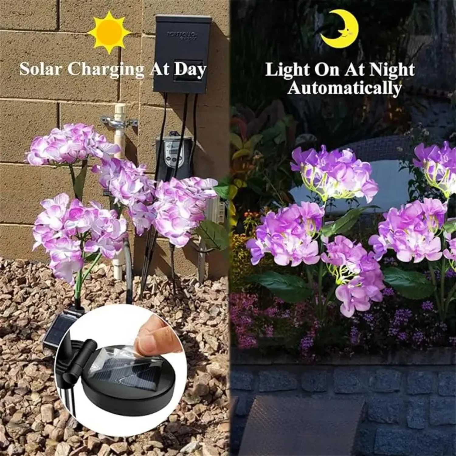 Hydrangea Flower Light LED Solar Outdoor Waterproof Landscape Light Simulation Flower Lamp for Yard Garden House Lawn Decoration XJ250606
