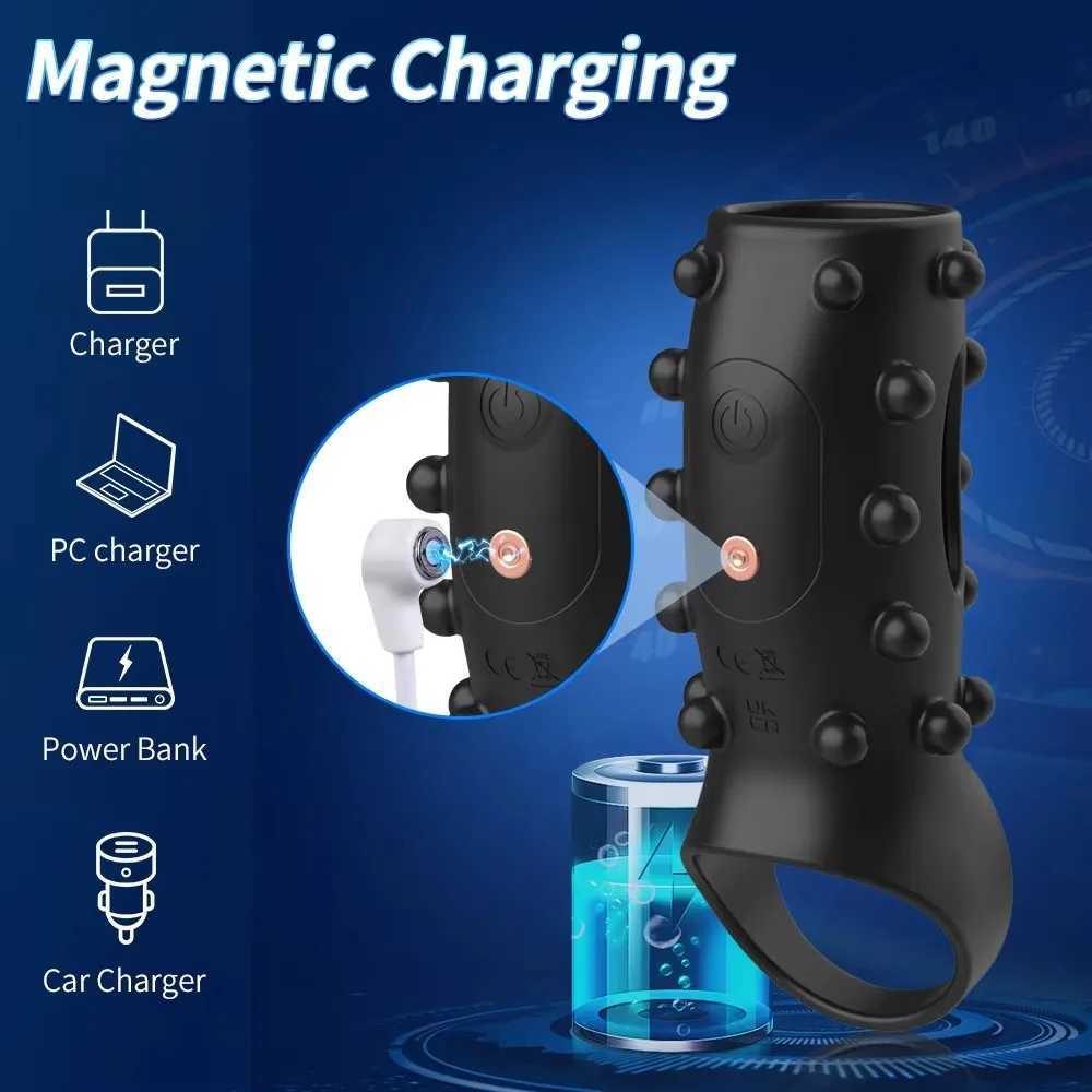 Vibrating Penis Sleeve Ejaculation Delay Penis Vibrator with Cock Ring for Men Penis Extension Adult Goods Sex Toy for Couples XJ250607